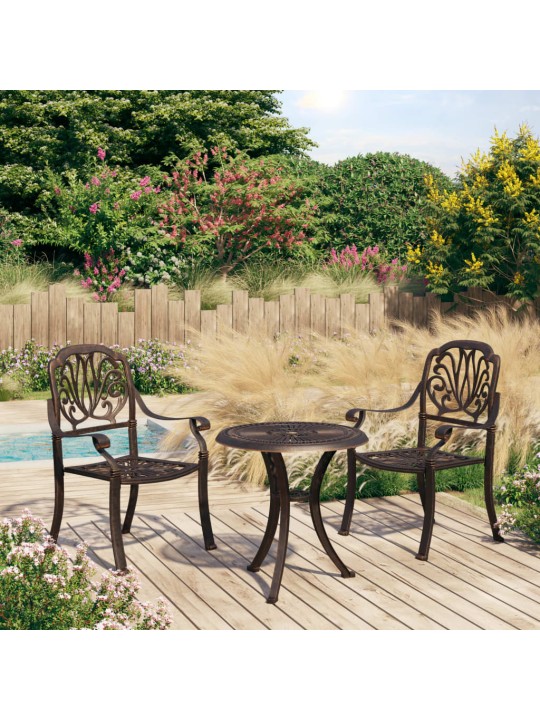 3dílný bistro set litý hliník bronzový