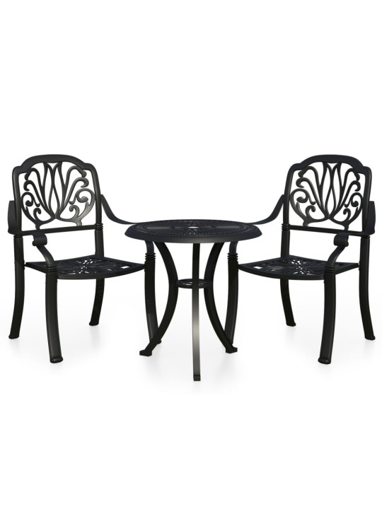 3dílný bistro set litý hliník černý