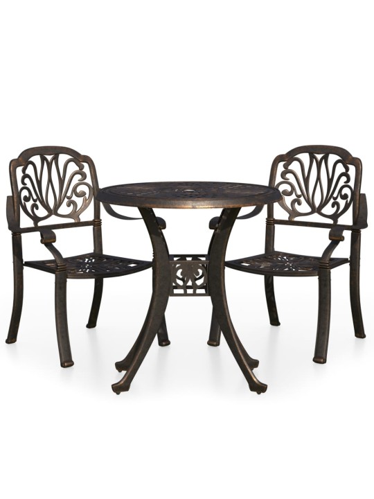 3dílný bistro set litý hliník bronzový