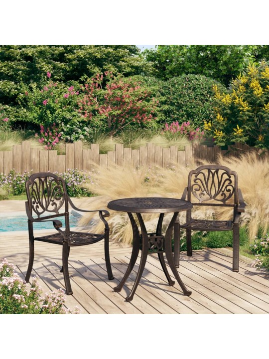 3dílný bistro set litý hliník bronzový