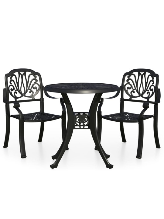 3dílný bistro set litý hliník černý