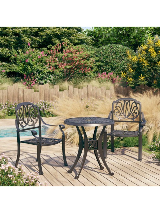 3dílný bistro set litý hliník černý