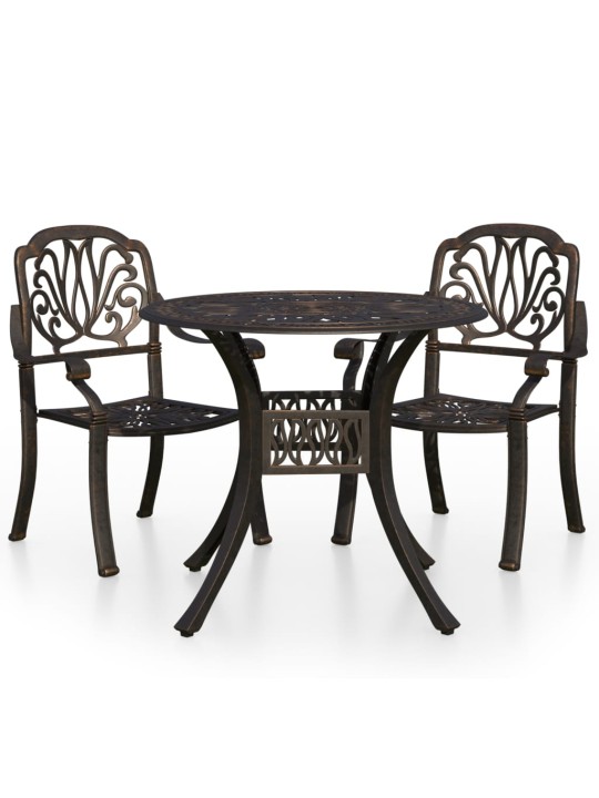 3dílný bistro set litý hliník bronzový