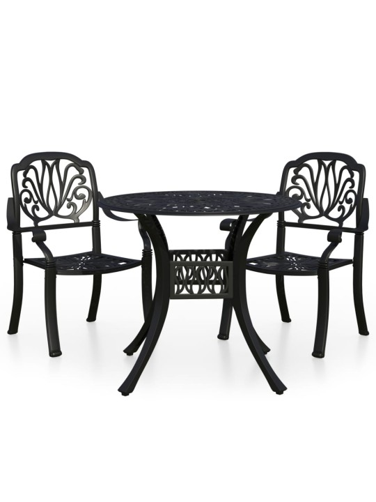 3dílný bistro set litý hliník černý