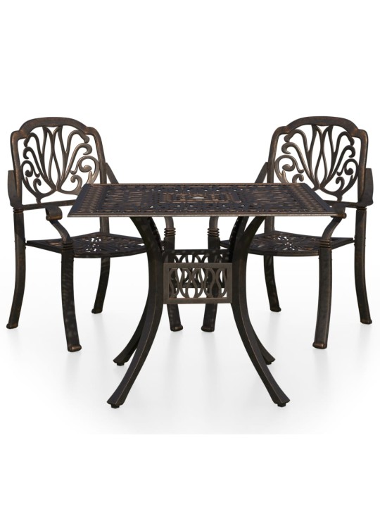 3dílný bistro set litý hliník bronzový