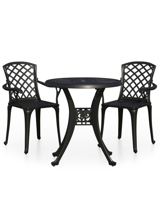3dílný bistro set litý hliník černý