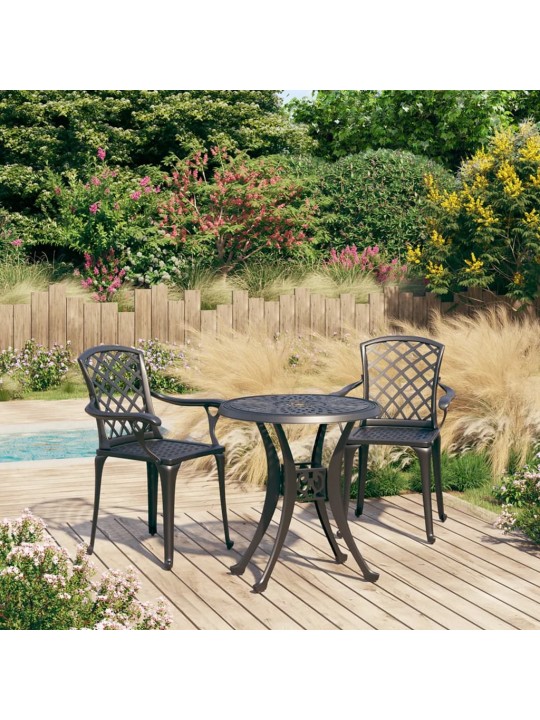 3dílný bistro set litý hliník černý
