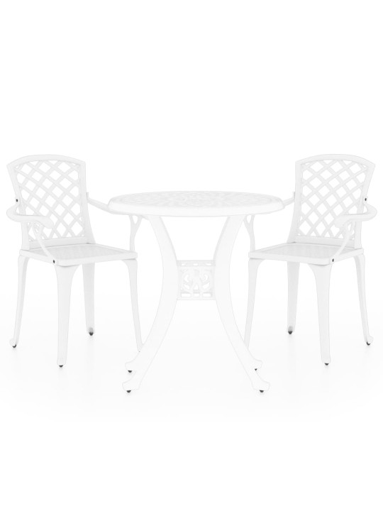 3dílný bistro set litý hliník bílý
