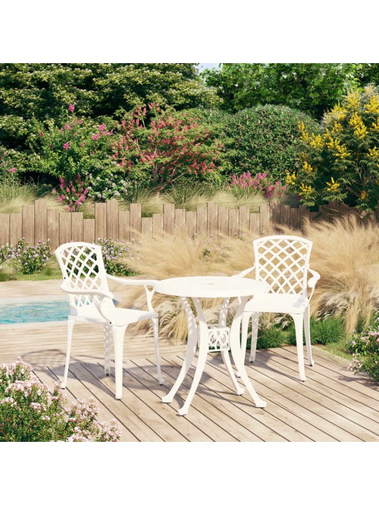 3dílný bistro set litý hliník bílý