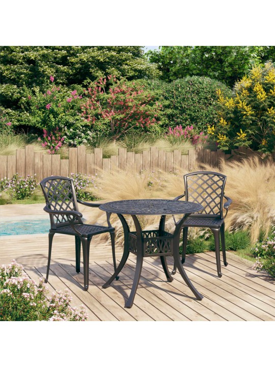 3dílný bistro set litý hliník černý