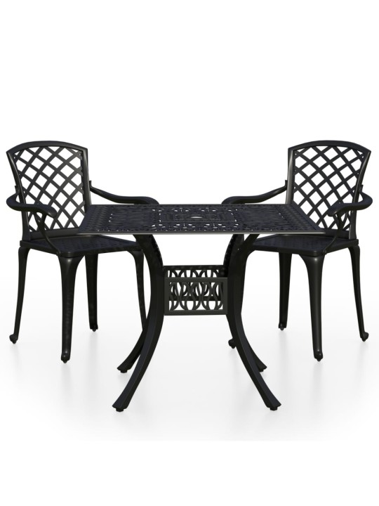 3dílný bistro set litý hliník černý