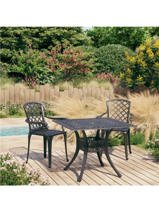 3dílný bistro set litý hliník černý