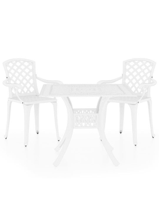 3dílný bistro set litý hliník bílý