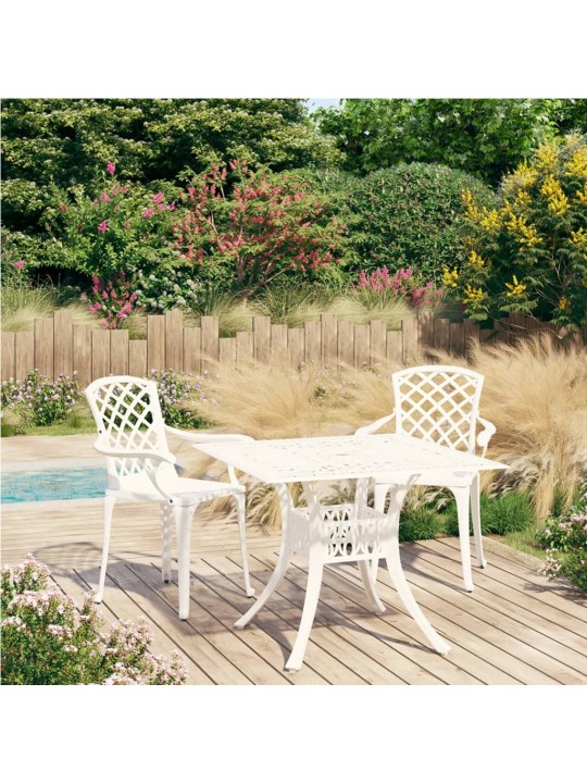 3dílný bistro set litý hliník bílý