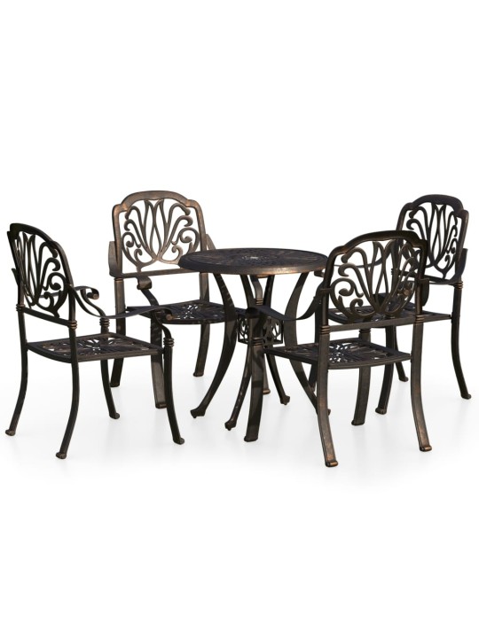 5dílný bistro set litý hliník bronzový