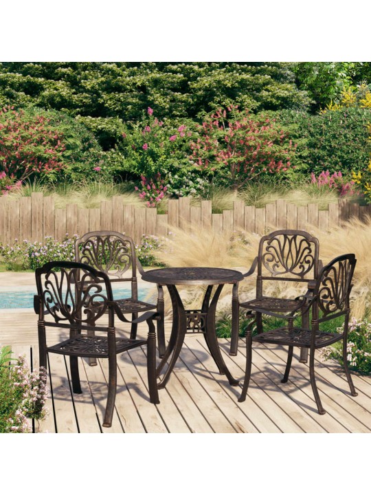 5dílný bistro set litý hliník bronzový