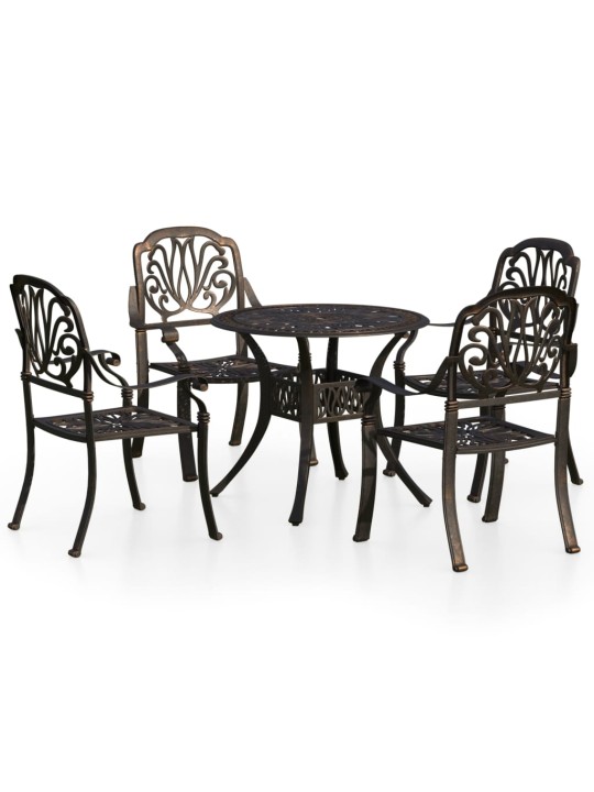 5dílný bistro set litý hliník bronzový