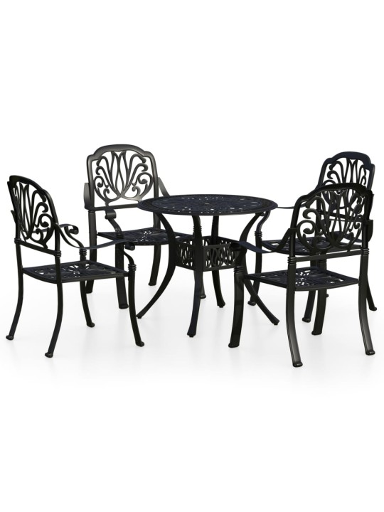 5dílný bistro set litý hliník černý