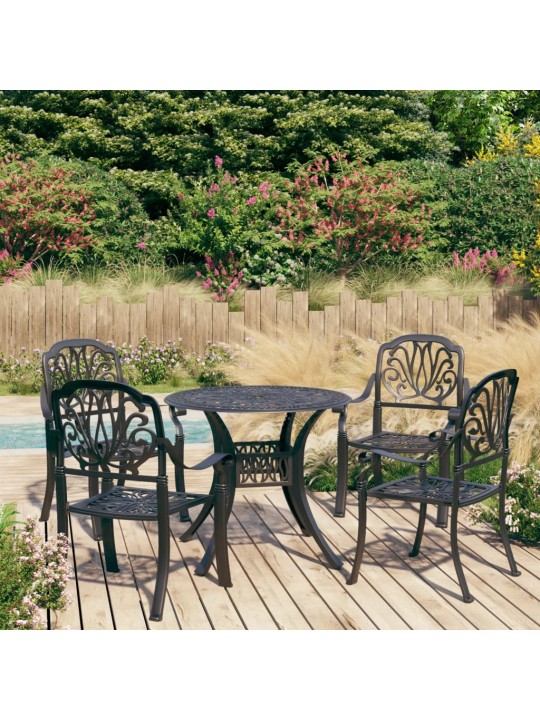 5dílný bistro set litý hliník černý