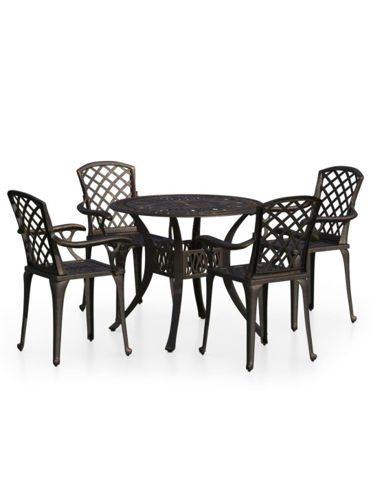 5dílný bistro set litý hliník bronzový