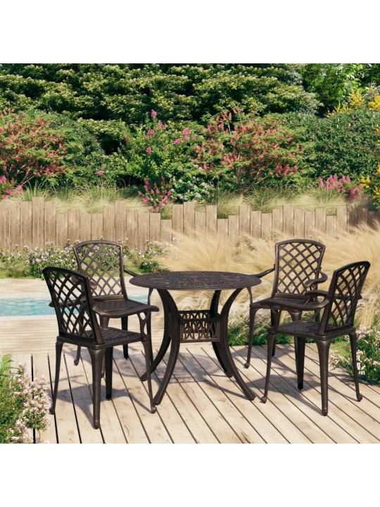 5dílný bistro set litý hliník bronzový