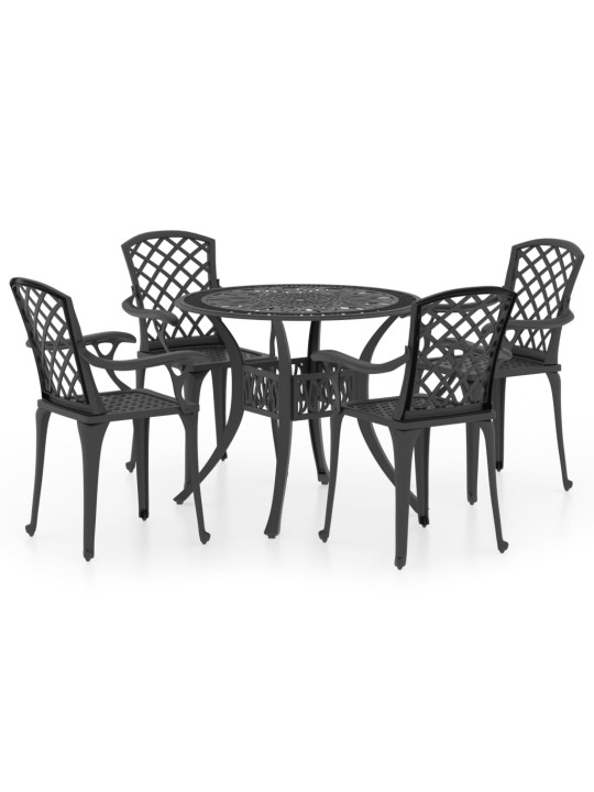 5dílný bistro set litý hliník černý