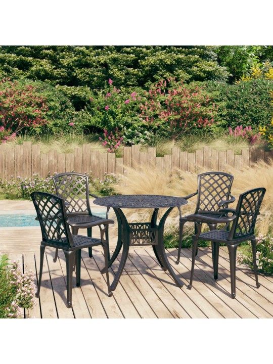 5dílný bistro set litý hliník černý