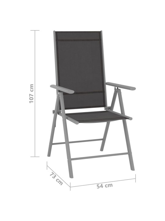 10dílný zahradní jídelní set černo-stříbrný