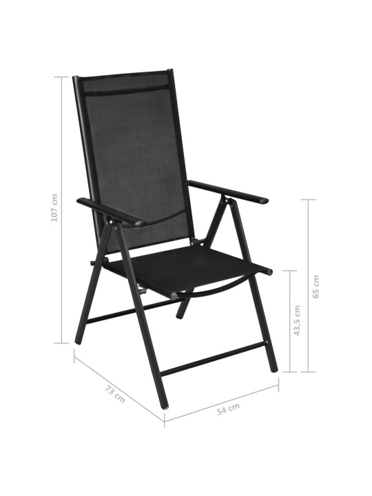3dílný bistro set hliník a textilen černý