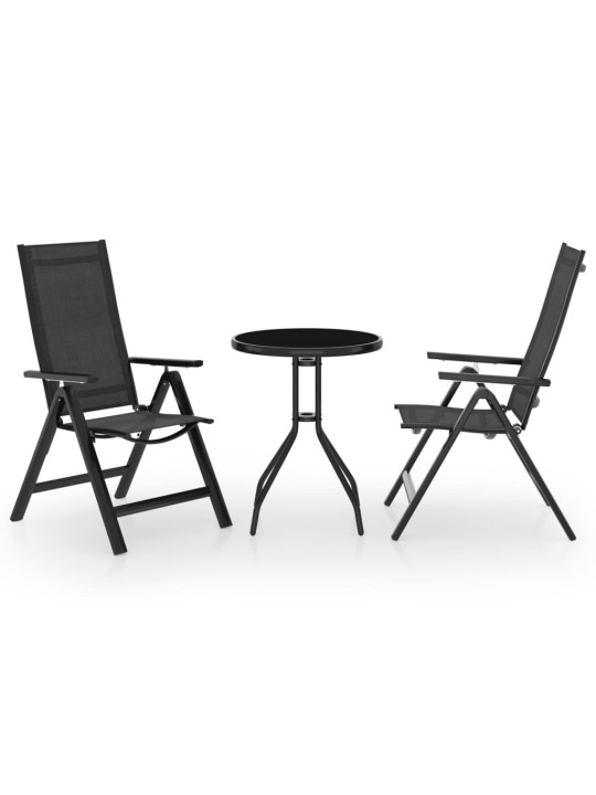 3dílný balkonový set černý a antracitový