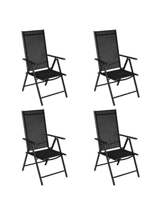 5dílný zahradní jídelní set hliník a textilen černý