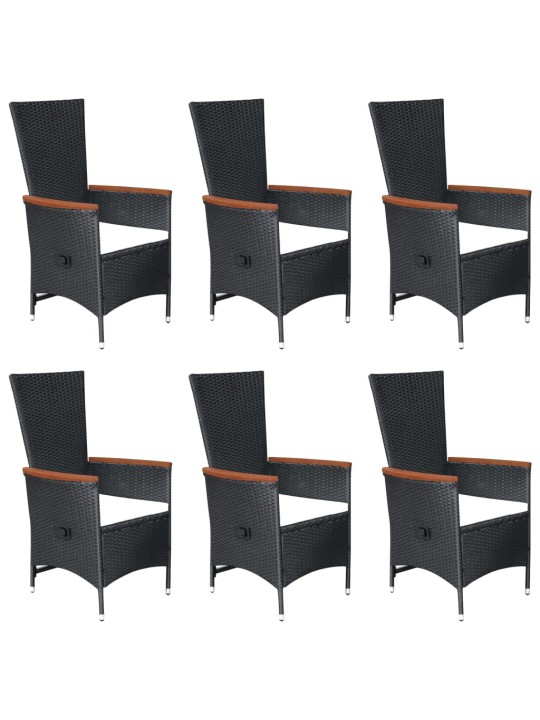 7dílný zahradní jídelní set polyratan černý
