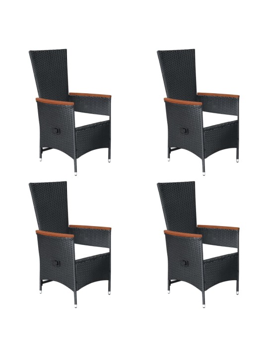 7dílný zahradní jídelní set polyratan černý