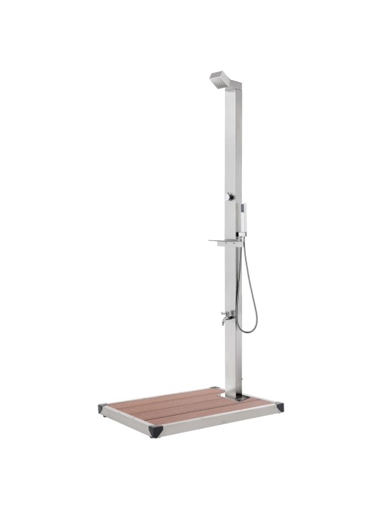 Zahradní sprcha s hnědou základnou 225 cm nerezová ocel