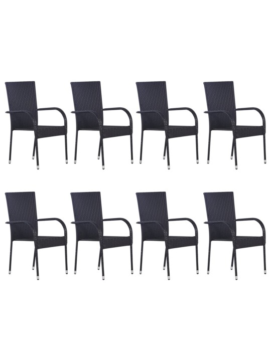 9dílný zahradní jídelní set polyratan černý
