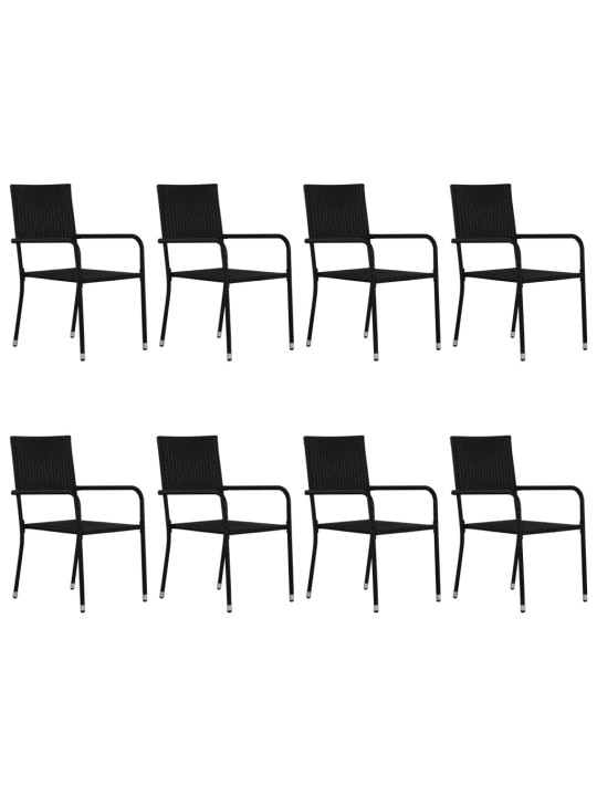 9dílný zahradní jídelní set polyratan černý