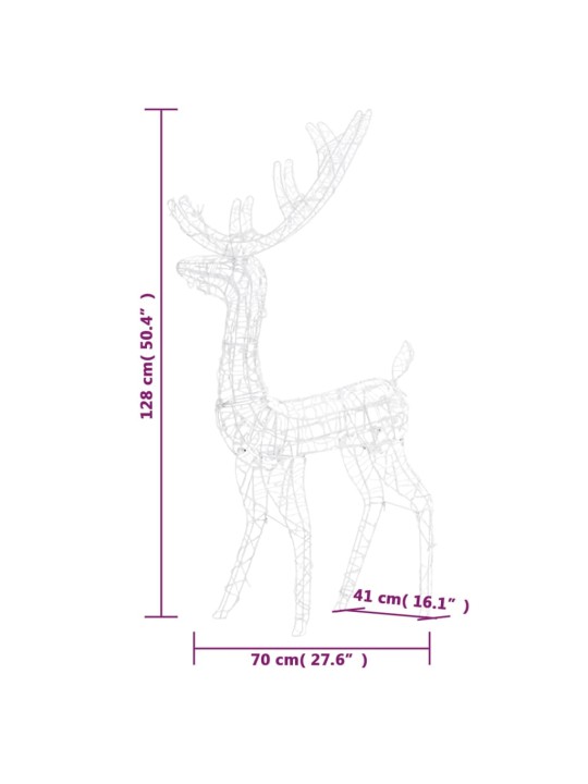 Vánoční dekorace akrylový sob 140 LED 120 cm barevné světlo