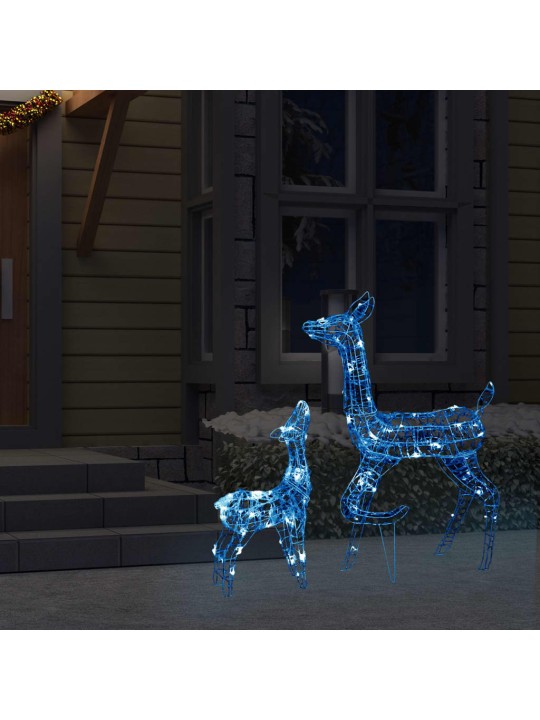 Vánoční dekorace akrylová sobí rodinka 160 LED diod modrá