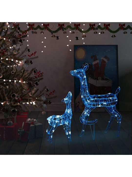 Vánoční dekorace akrylová sobí rodinka 160 LED diod modrá