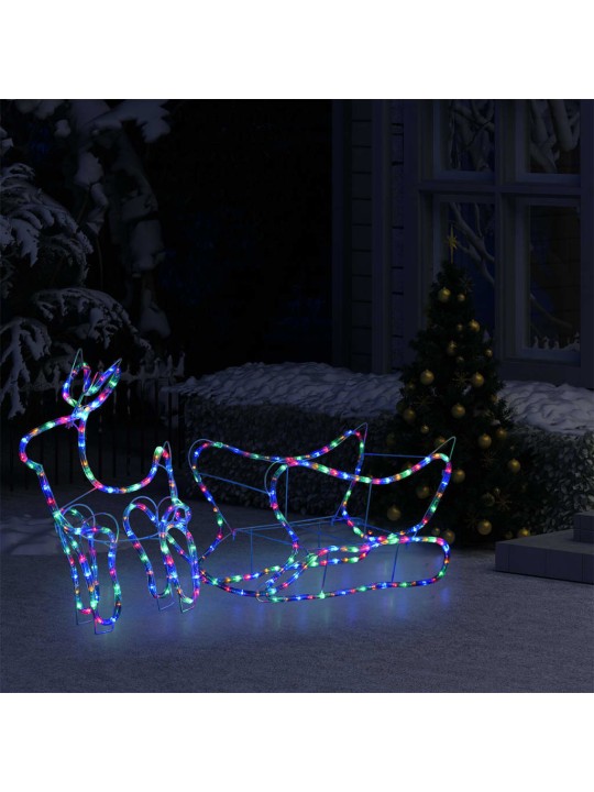 Vánoční dekorace sobi a sáně venkovní 252 LED diod