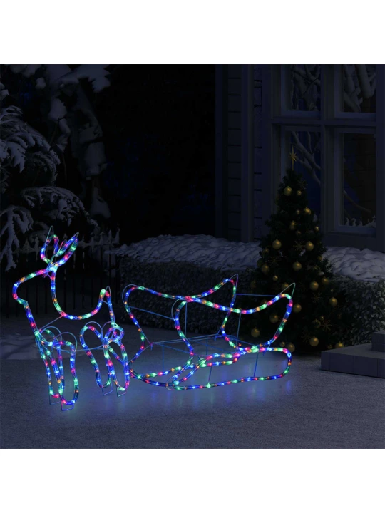 Vánoční dekorace sobi a sáně venkovní 252 LED diod
