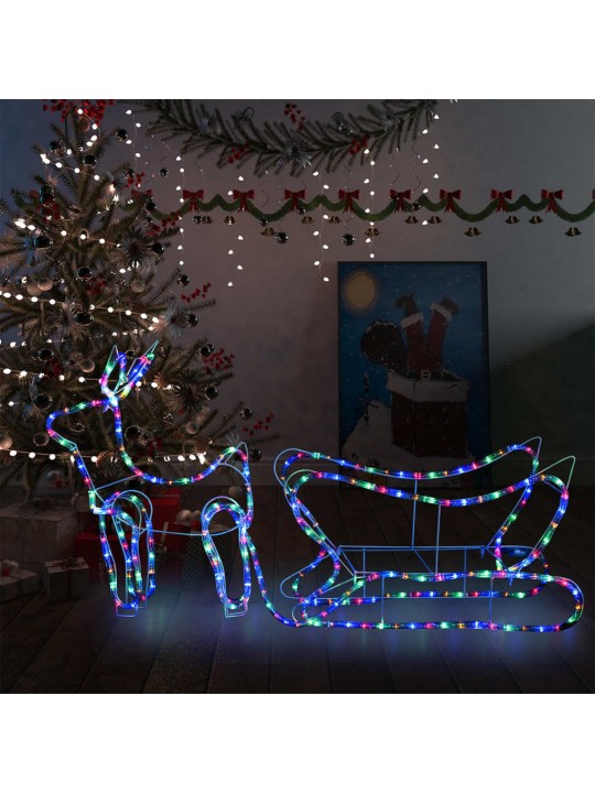 Vánoční dekorace sobi a sáně venkovní 252 LED diod