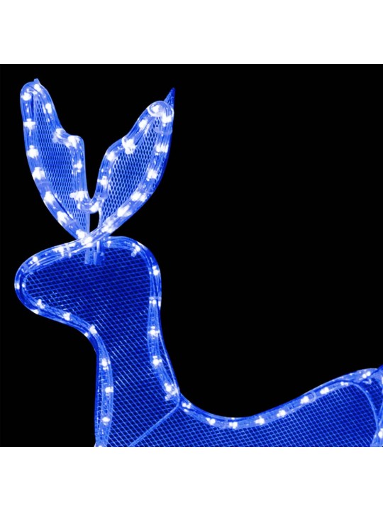 Vánoční světelná dekorace vyplétaný sob se sáněmi 432 LED diod