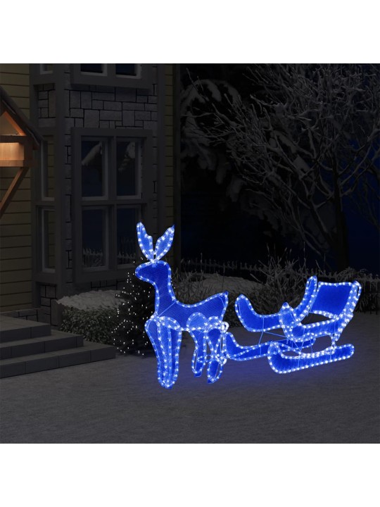 Vánoční světelná dekorace vyplétaný sob se sáněmi 432 LED diod