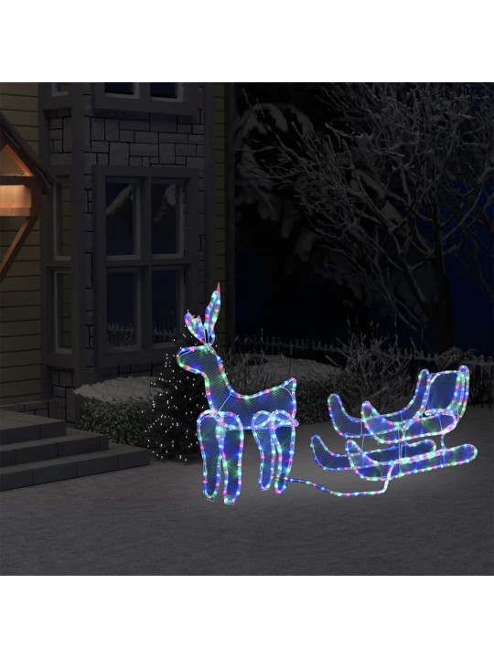 Vánoční světelná dekorace vyplétaný sob se sáněmi 432 LED diod