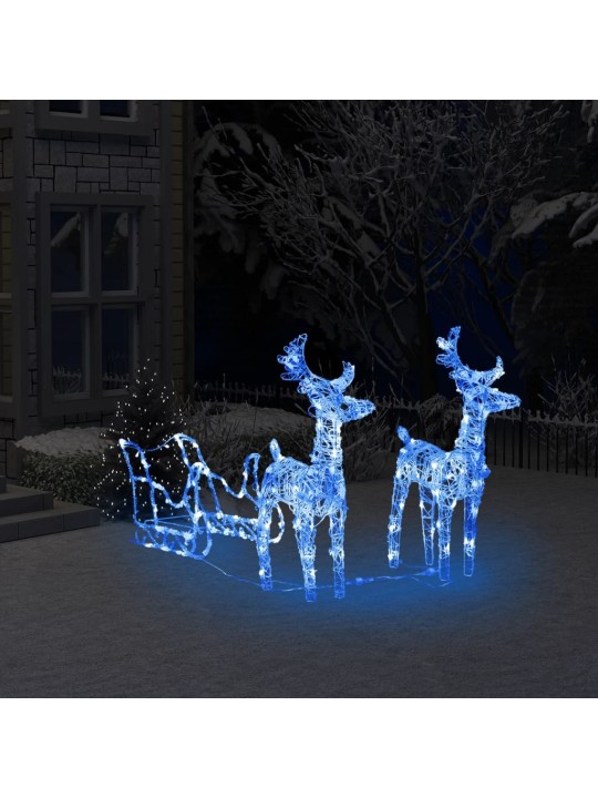 Vánoční sobi se sáněmi 160 LED diod 130 cm akryl
