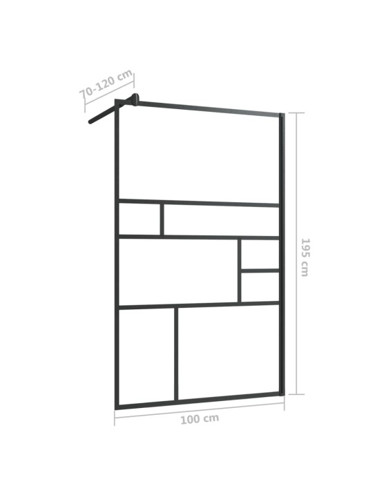 Zástěna do průchozí sprchy čiré ESG sklo 100 x 195 cm černá