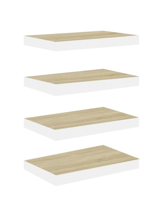 Plovoucí nástěnné police 4 ks dub a bílé 50 x 23 x 3,8 cm MDF
