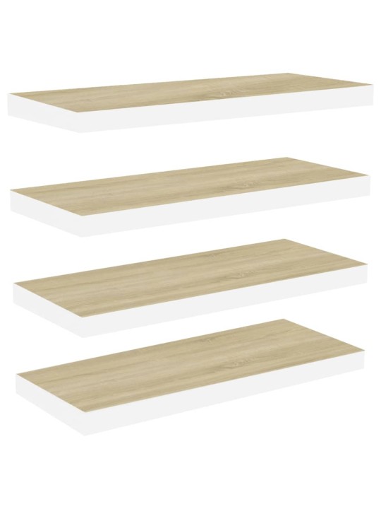 Plovoucí nástěnné police 4 ks dub a bílé 60 x 23,5 x 3,8 cm MDF