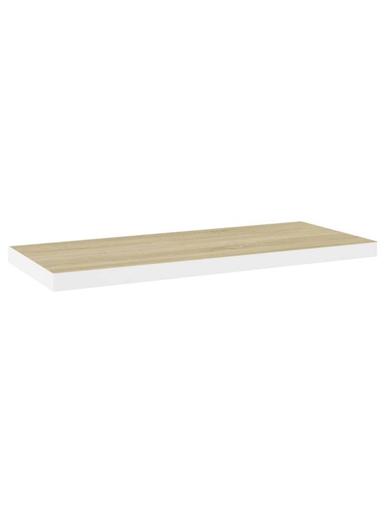 Plovoucí nástěnné police 2 ks dub a bílé 80 x 23,5 x 3,8 cm MDF